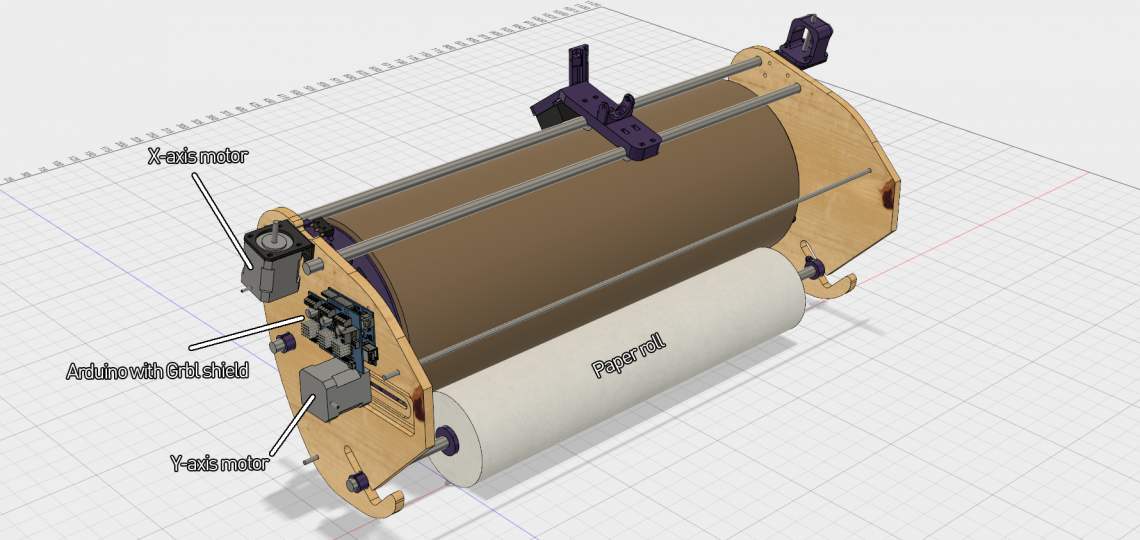 A CAD screenshot of the back of the machine.