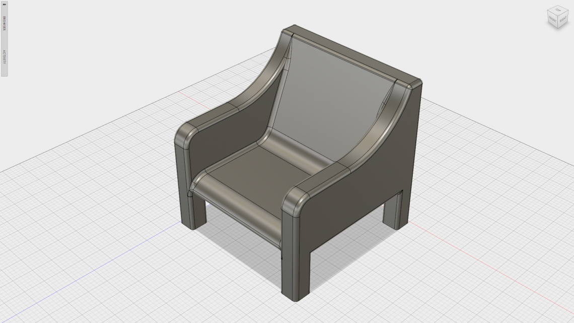 A quick chair modelled in Fusion 360 to be used as an example