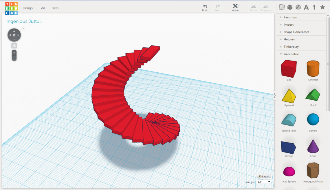 A staircase made in 30 seconds by using the smart duplicate feature.