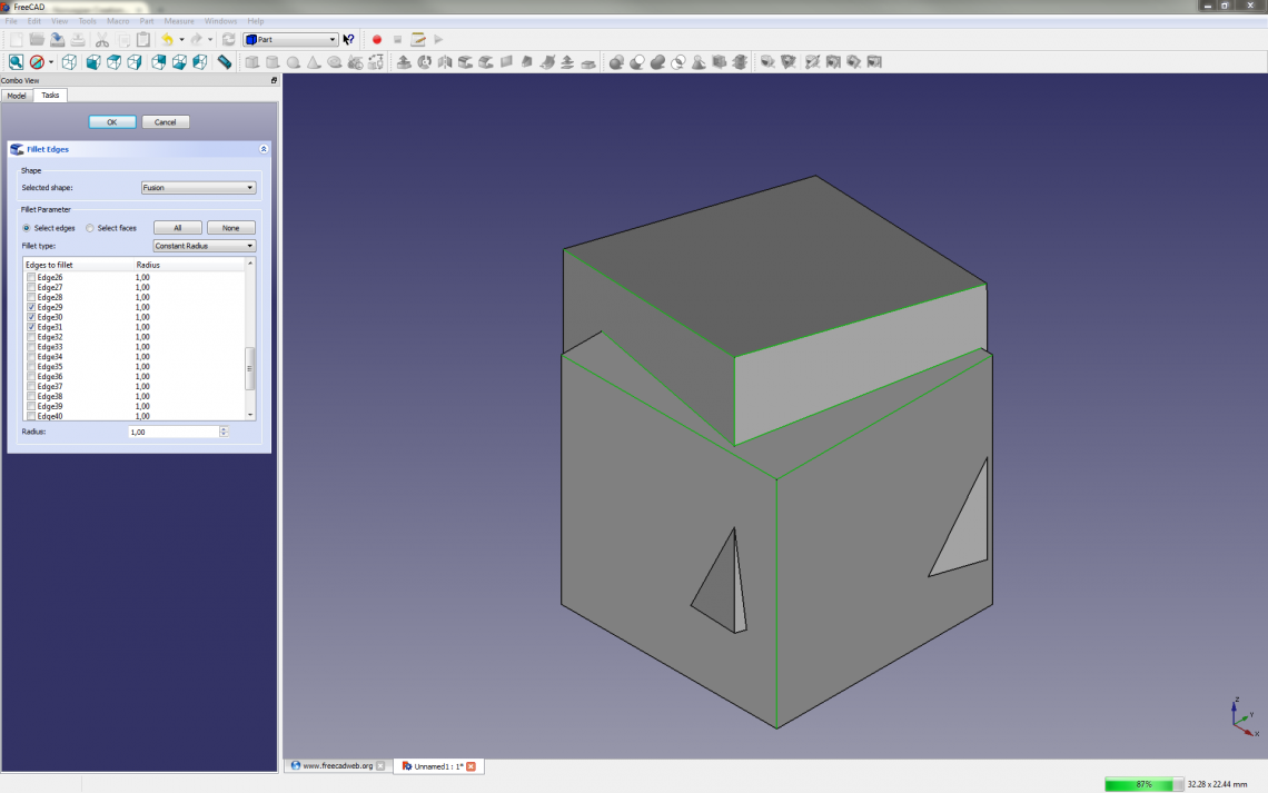 What the fillet tool looks like in action