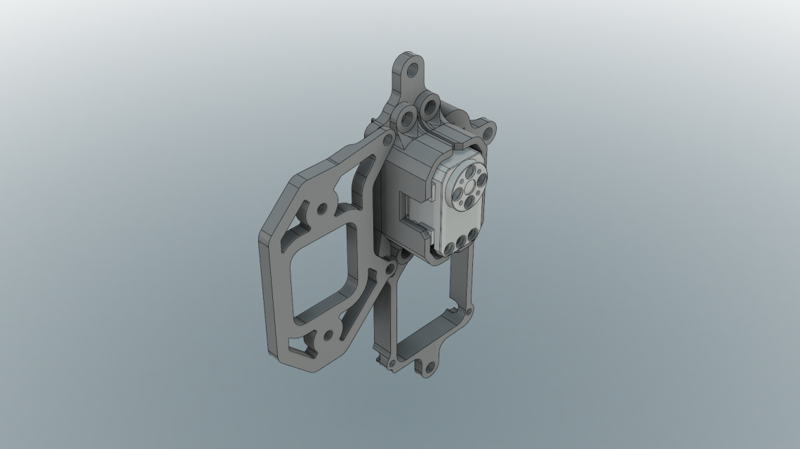 The mounting of the servo together with the brackets.