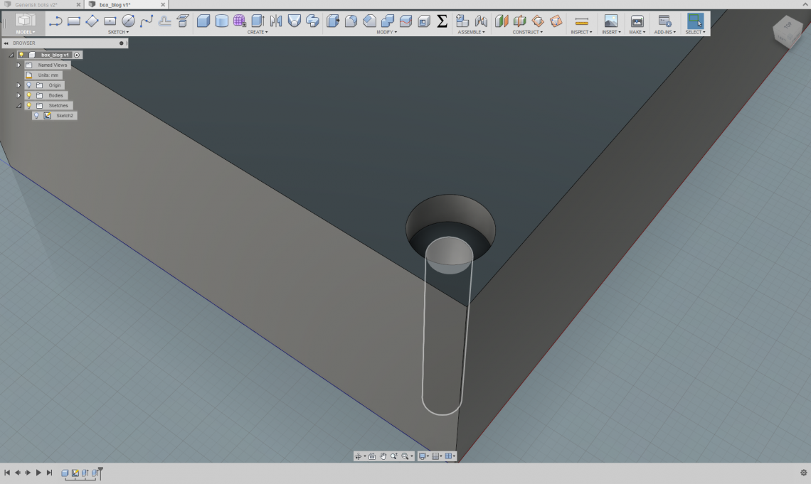 The two extruded sketch profiles