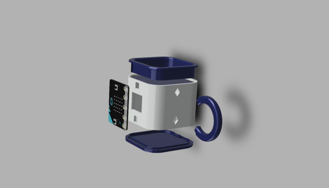 An exploded view of the mug