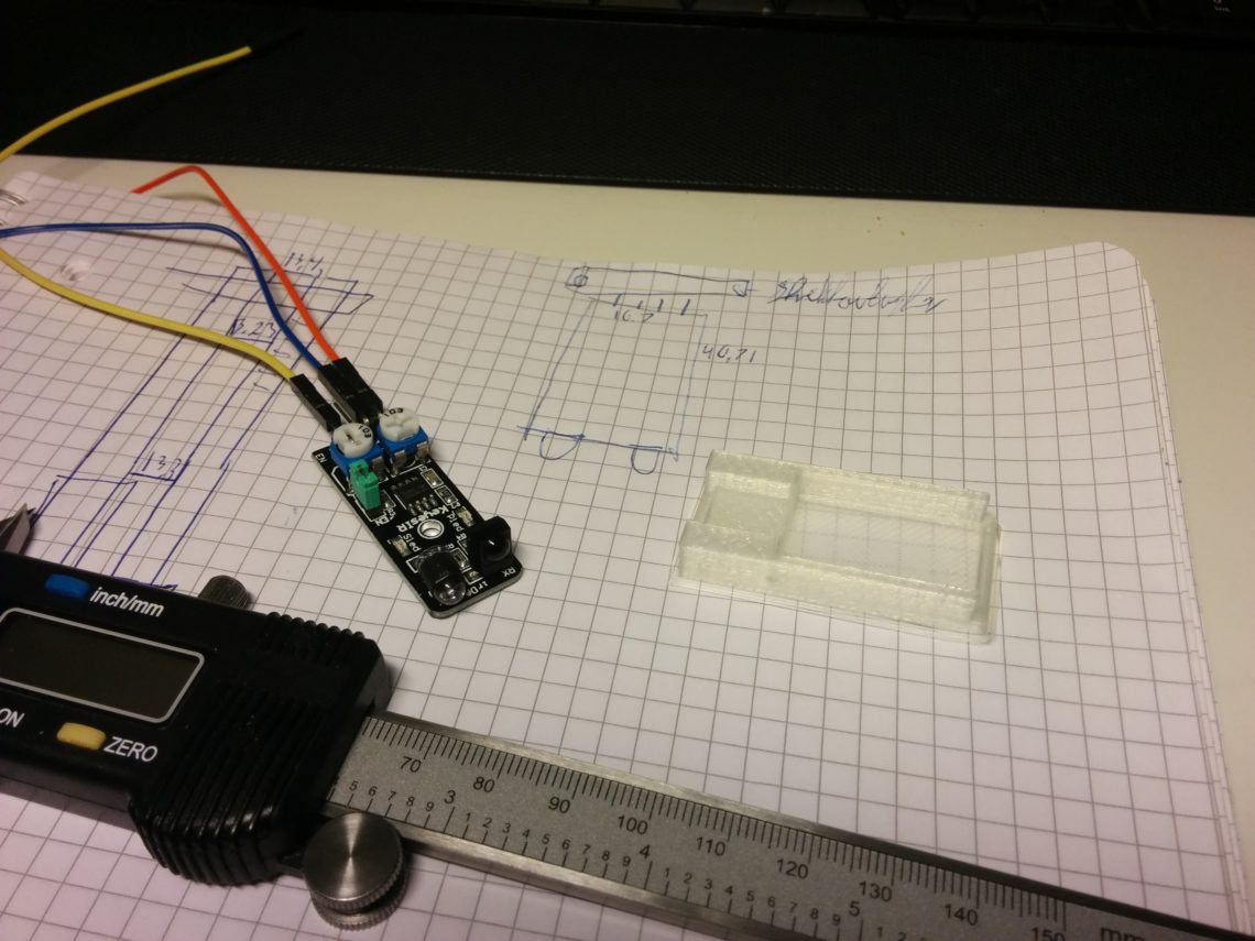 The IR proximity sensor used as "end-stop" sensors for the roller blind